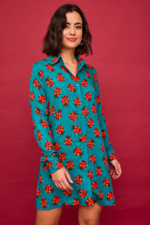 Kurzes Kleid mit Marienkäfer-Beerenmuster